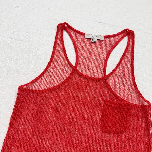 XXI Orange Open Knit Mesh Tank Top, Size Medium - Picture 2 of 6